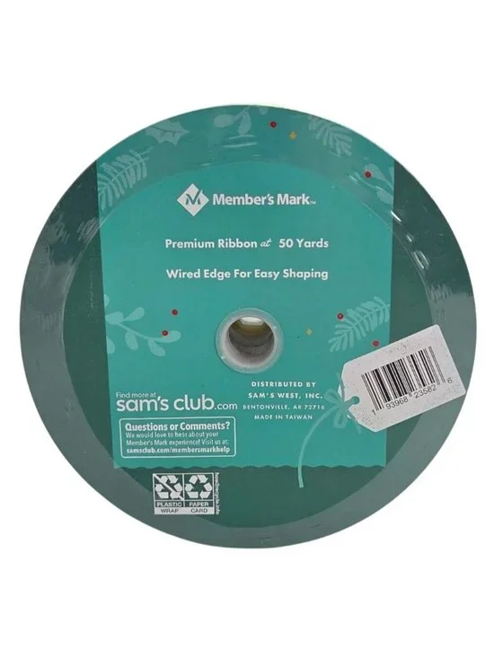 Members Mark 2.5" Premium Wired Edge Ribbon 50 Yards Masculine Pinecone Pattern - Picture 5 of 5